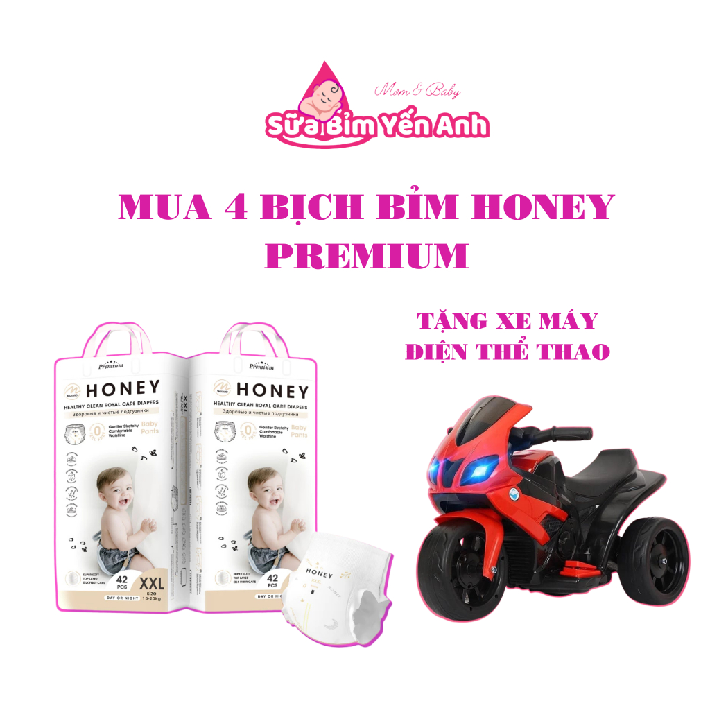 Combo bỉm Honey Premium tặng xe máy điện