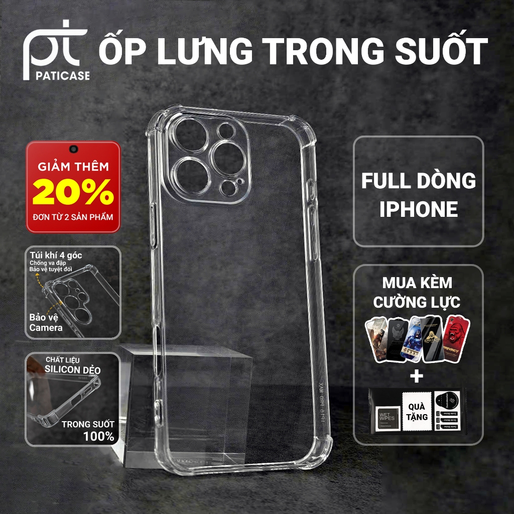 Ốp lưng iPhone 17/17 Air/16/16e/15/14/13/12/11/X/XR/XS/8/7/6/6S Pro Max Plus viền ip SE 2020 - Paticase