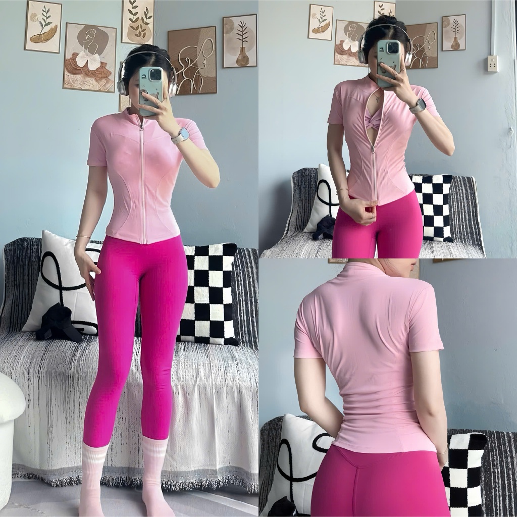 Áo Cộc Tay Poly Dây Kéo Form Body Thể Thao GYMMY⚡️ Hàng xuất khẩu ⚡️ | BigBuy360 - bigbuy360.vn