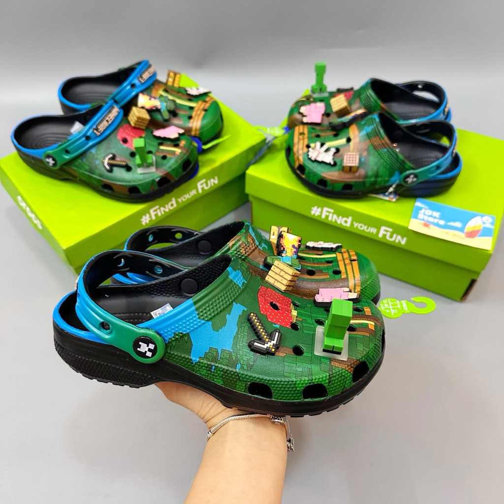 Dép Sục Classic Minecraft Phiên Bản Trẻ Em Người Lớn