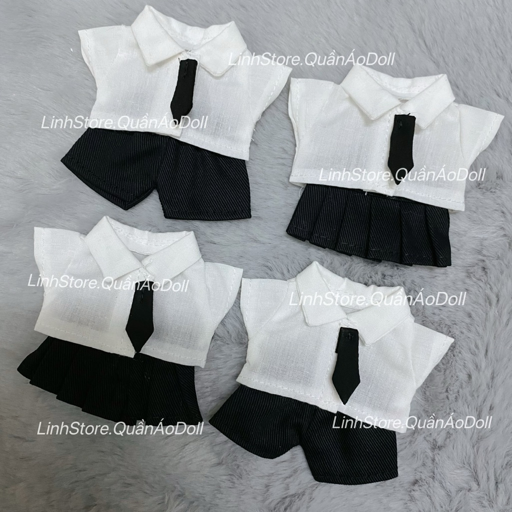 [Quần áo búp bê] Bộ Áo Học Sinh Phong Cách Học Đường Nam Nữ Doll Size 5IN