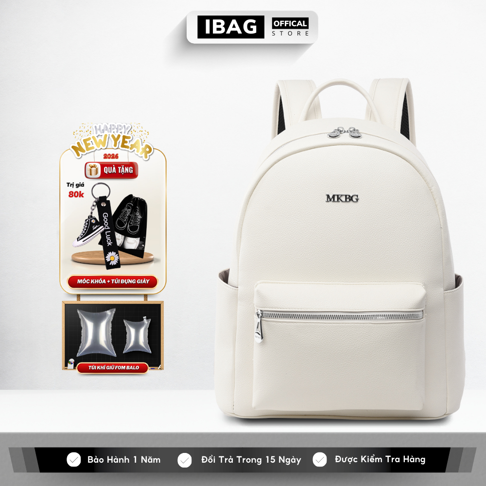 Balo Da Đi Học IBAG Balô Da Thời Trang Nam Nữ Cặp Da Pu Cao Cấp Ba Lô Da Cặp Đi Học Ulzzang Balo Đựng Laptop 14 Inh