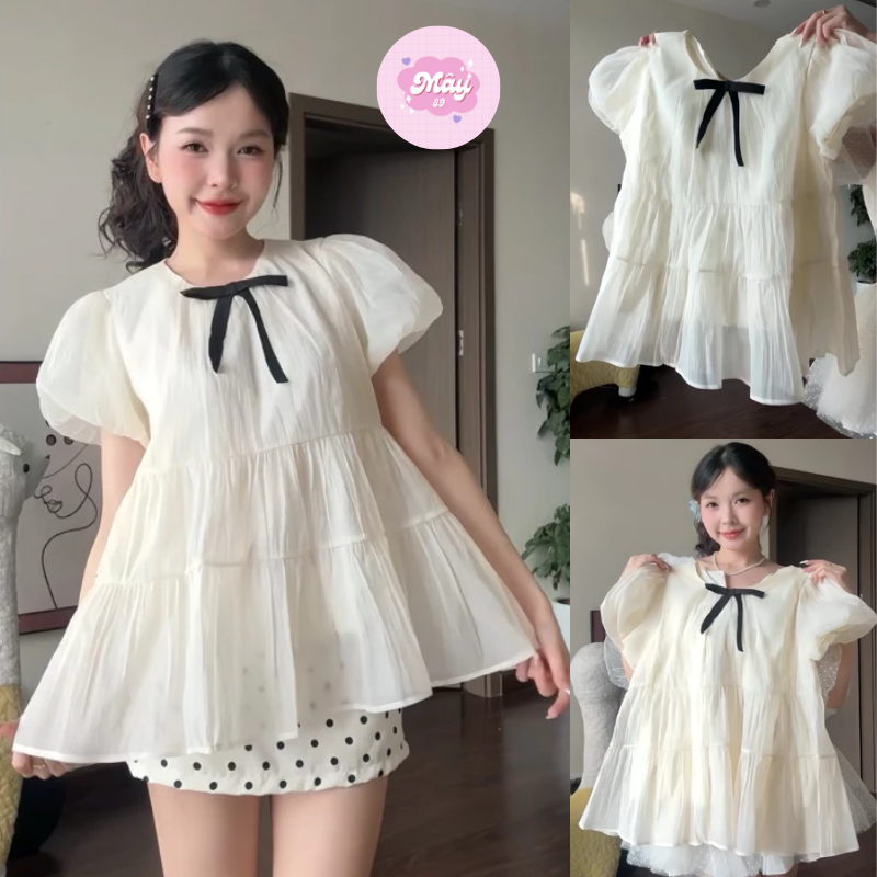 Áo Nữ Kiểu Babydoll Xoè Tay Bồng Tiểu Thư Công Chúa Chất Tơ Xốp Mềm Mịn Siêu…