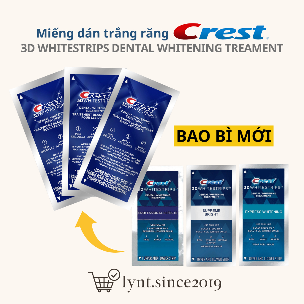 [Hàng Mỹ] Miếng dán trắng răng Crest 3D Whitestrips