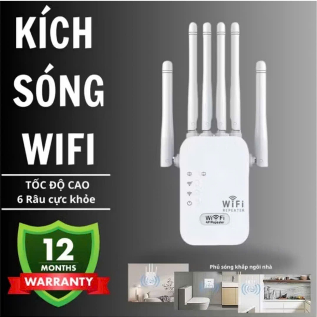 Bộ phát wifi 6 râu xuyên tường. tốc độ cao 300MBs, có thêm chức năng kích sóng wifi yếu thành sóng khỏe