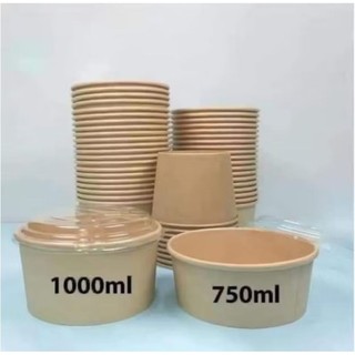 Sỉ thùng 500c tô giấy kraft có kèm nắp.