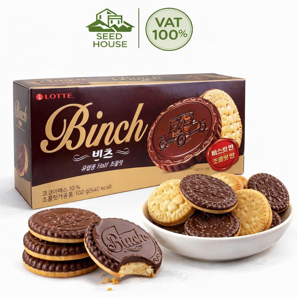 Bánh Quy Phủ Socola Binch Lotte Hàn Quốc Hộp 102G /롯데제과)2400빈츠