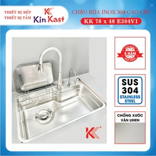 [COMBO TIẾT KIỆM]Chậu rửa 1 hộc cao cấp inox 304 Chậu rửa chén cao cấp KK 7848 E304L Chậu rửa kết hợp vòi rút KK5128