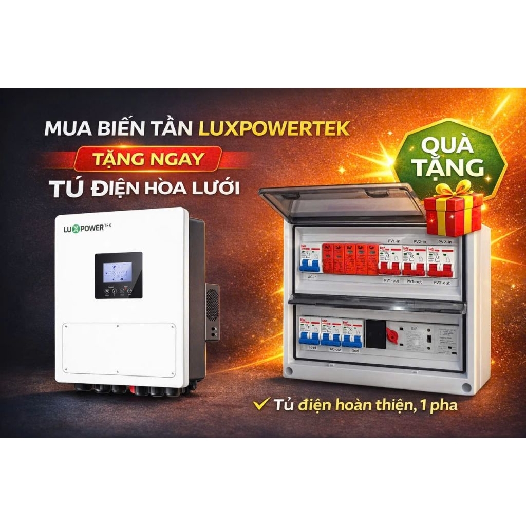 Hybrid LuxPower SNA PRO 6.5K | Biến tần Hybrid 1 pha 6.5kW tặng tủ điện