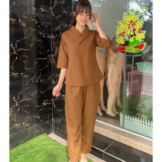 1Nút Trơn LụaPháp Cao Cấp Nữ # Quần Áo Đi Chùa