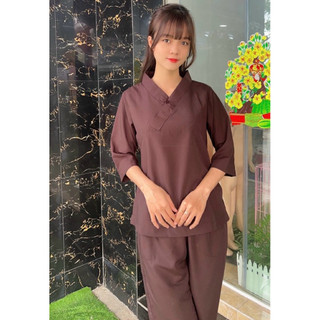 1Nút Trơn LụaPháp Cao Cấp Nữ # Quần Áo Đi Chùa