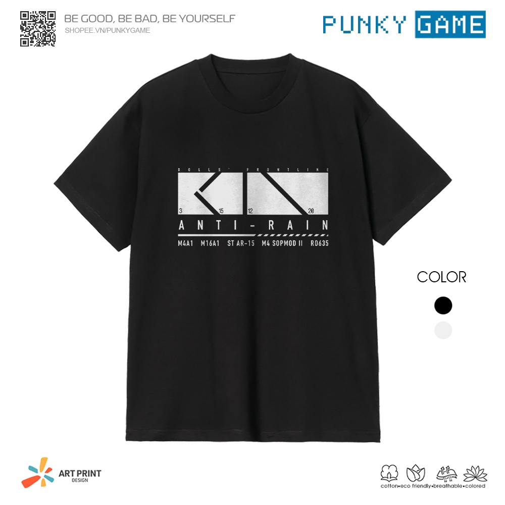 Áo thun Unisex Girls' Frontline AR Platoon Cotton 100% ngắn tay