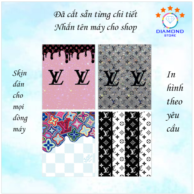 Miếng dán in hình L - V (  NHẮN TÊN MÁY CHO SHOP )