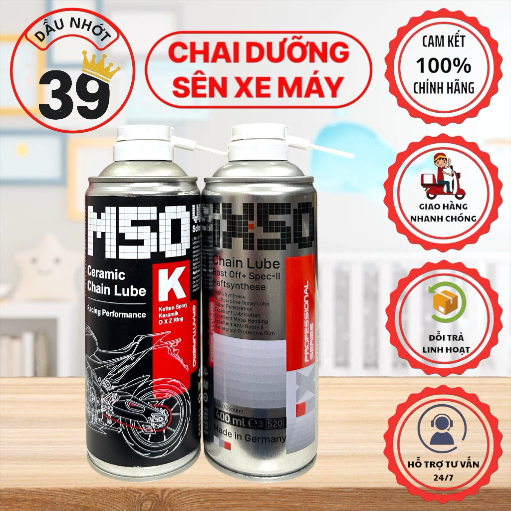 Dưỡng sên M50-K(400ml) IX50(400ml), rữa sên IX69(800ml) nhập khẩu Đức bôi trơn tốt, chống văng, chốn
