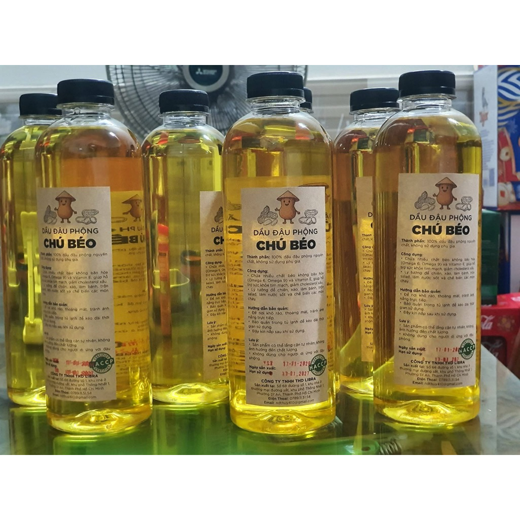 Dầu dậu phộng Chú Béo chai 1 lít (chuẩn HACCP)