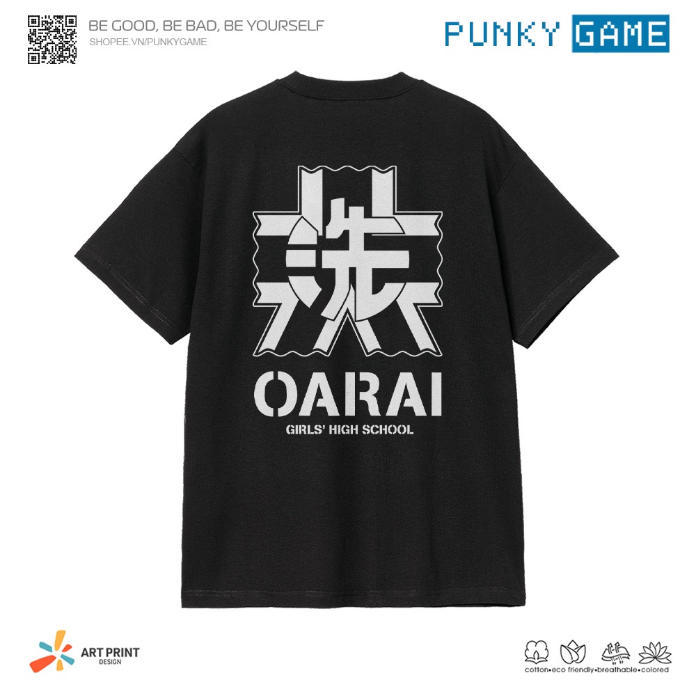 Áo thun Unisex Girls Und Panzer OARAI High School Cotton 100% ngắn tay