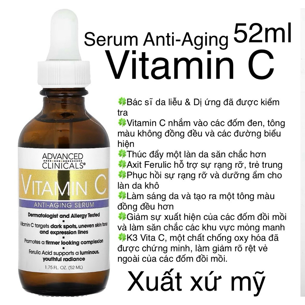 [ Mỹ ] SERUM VITAMIN C ADVANCED CLINICALS 52ml