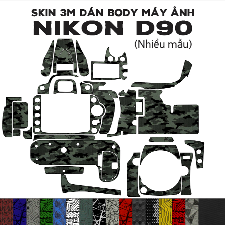 Skin 3M dán Nikon D90 (Nhiều mẫu) | Miếng dán body máy ảnh chống bám vân tay bảo vệ máy khỏi bụi bẩn