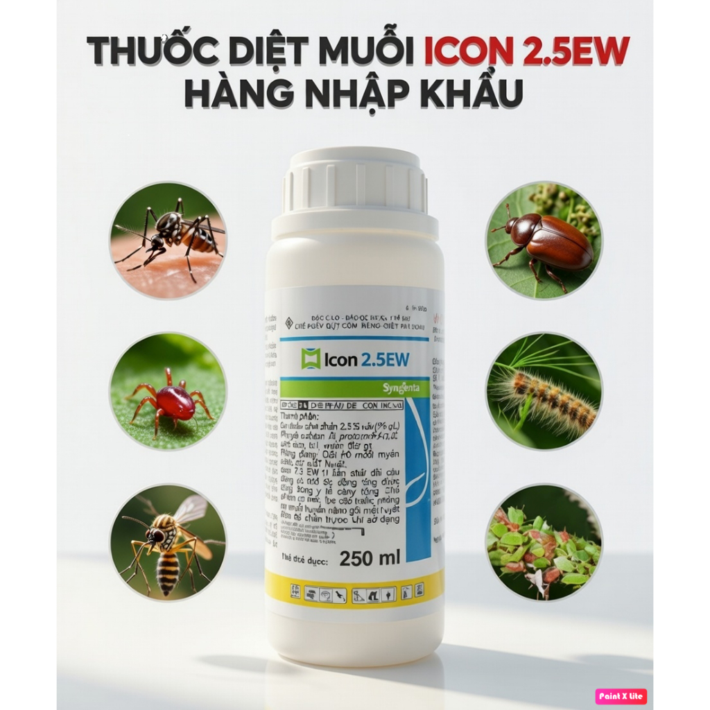 (Hàng Sygenta) Thuốc Icon 2.5 EW chai 250ml diệt muỗi trong nhà-bọ trĩ, bọ xít muỗi trên điều, cây ă
