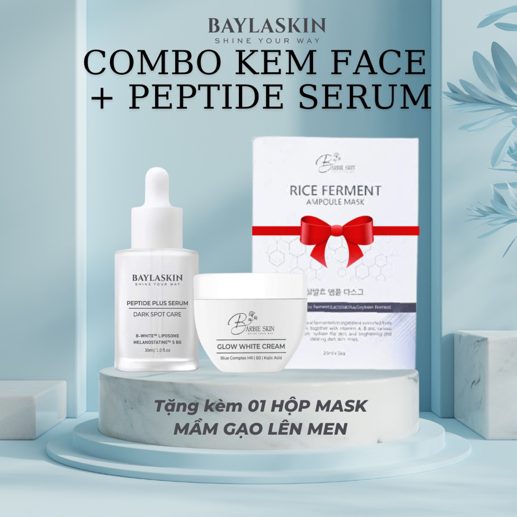 COMBO KEM FACE ĐÊM + PEPTIDE PLUS SERUM BAYLA SKIN (BARBIE SKIN)-TẶNG KÈM HỘP MASK MẦM GẠO
