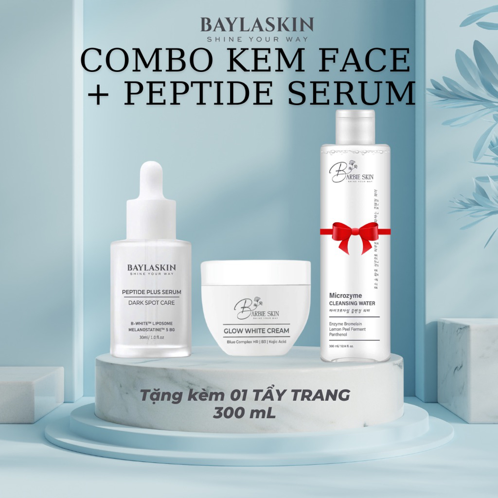 [TẶNG KÈM TẨY TRANG] COMBO KEM FACE ĐÊM + PEPTIDE PLUS SERUM BAYLA SKIN (BARBIE SKIN)