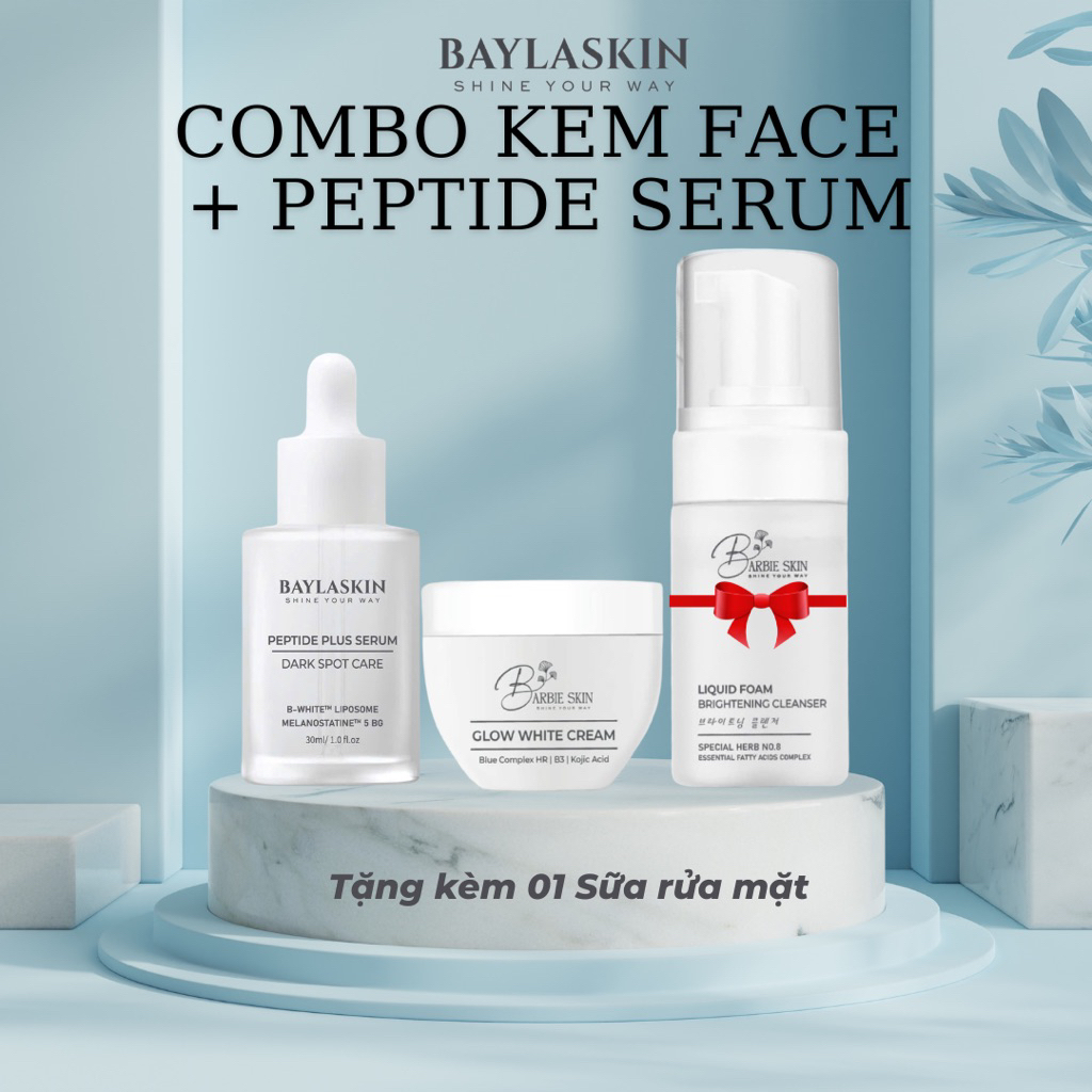 COMBO KEM FACE ĐÊM + PEPTIDE PLUS SERUM BAYLA SKIN (BARBIE SKIN) -TẶNG KÈM SỮA RỬA MẶT