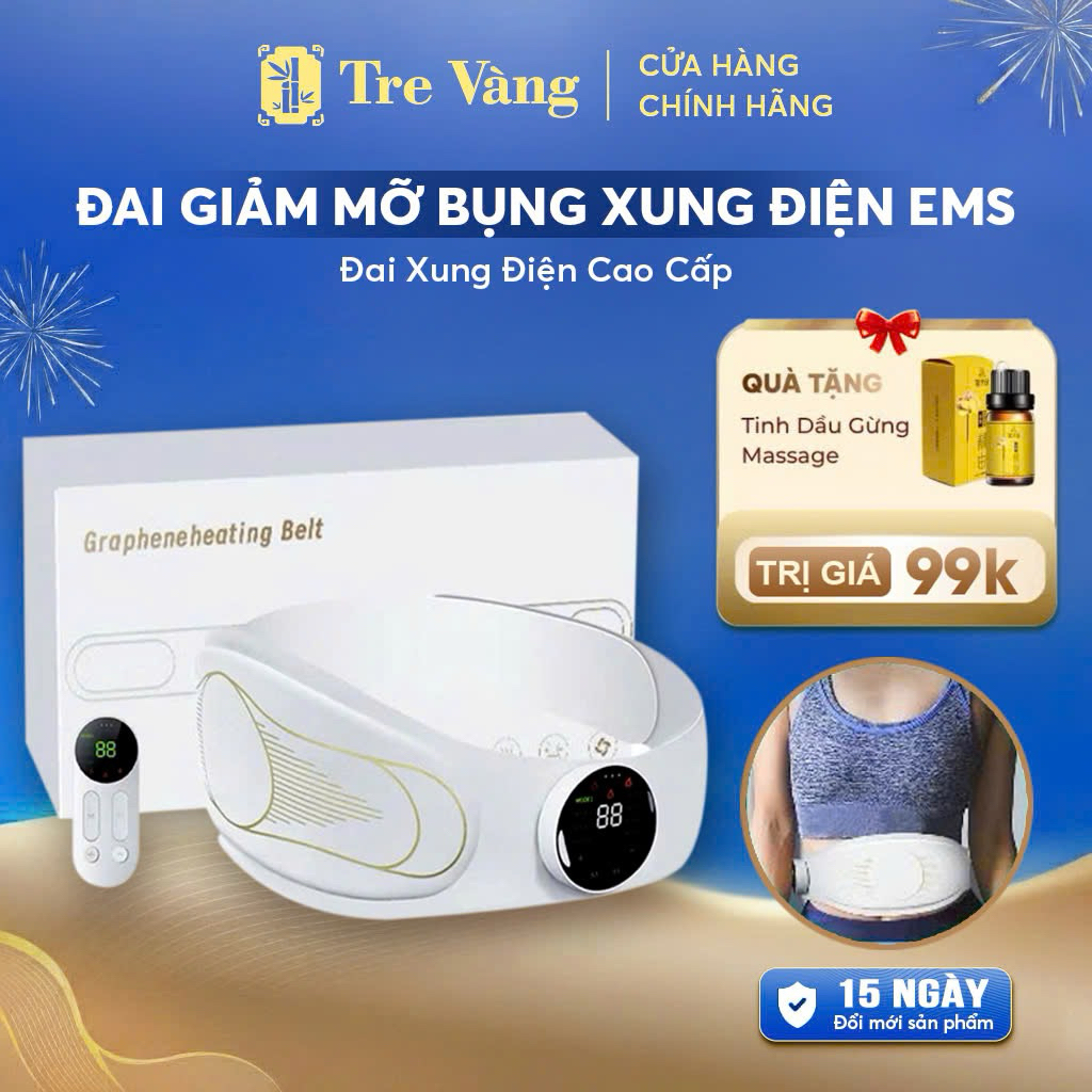 Máy massage xung điện EMS giảm mỡ bụng FITNESS - 1104, đai massage lưng bụng đánh tan mỡ, giảm đau b