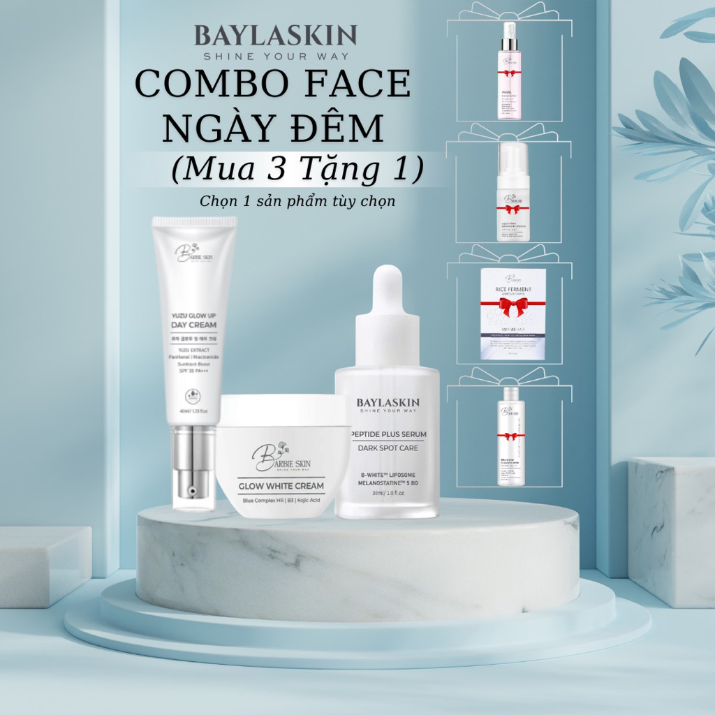 [Mua 3 tặng 1] COMBO KEM FACE NGÀY ĐÊM BAYLA SKIN (BARBIE SKIN) 3 SẢN PHẨM -  DƯỠNG DA TRẮNG HỒNG