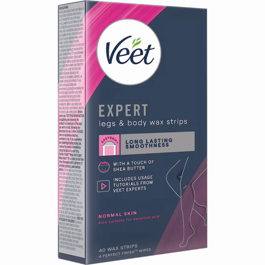 Miếng dán wax lông chân & body 40 miếng Veet Expert Legs & Body Wax Strips