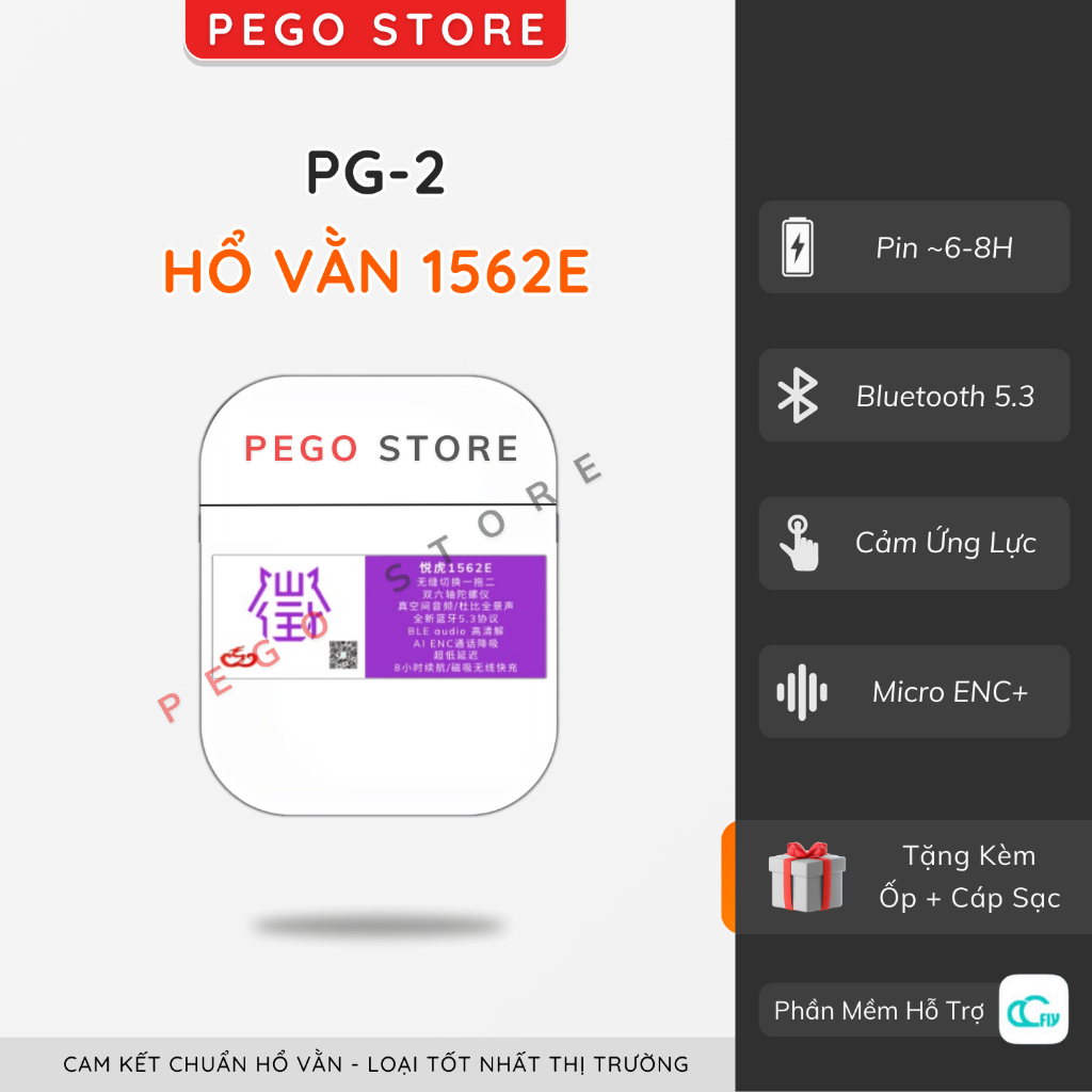 Tai Nghe Bluetooth PG-2 Hổ Vằn 1562E ENC Bản Tốt Nhất - Kết Nối Đa Thiết Bị | Pego Store