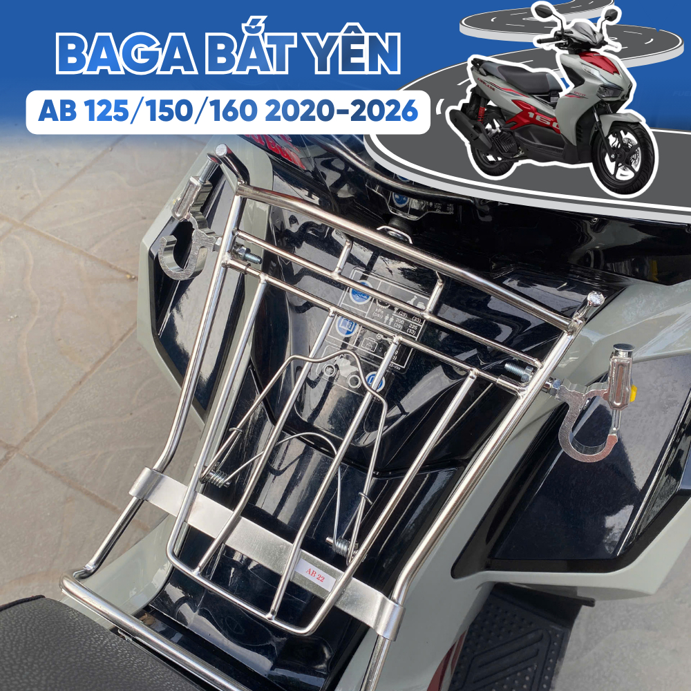 Baga AB 125/150/160 2020-2026 (2Val-4Val) Bắt Cốt Yên 10Li Đen Tĩnh Điện/ Inox/ Titan