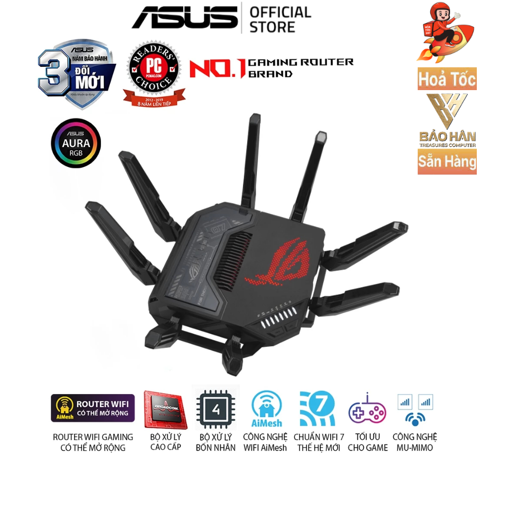 Thiết Bị Phát Wifi ASUS ROG Rapture GT - BE98 Gaming Router WI-FI 7 - Hàng Chính Hãng