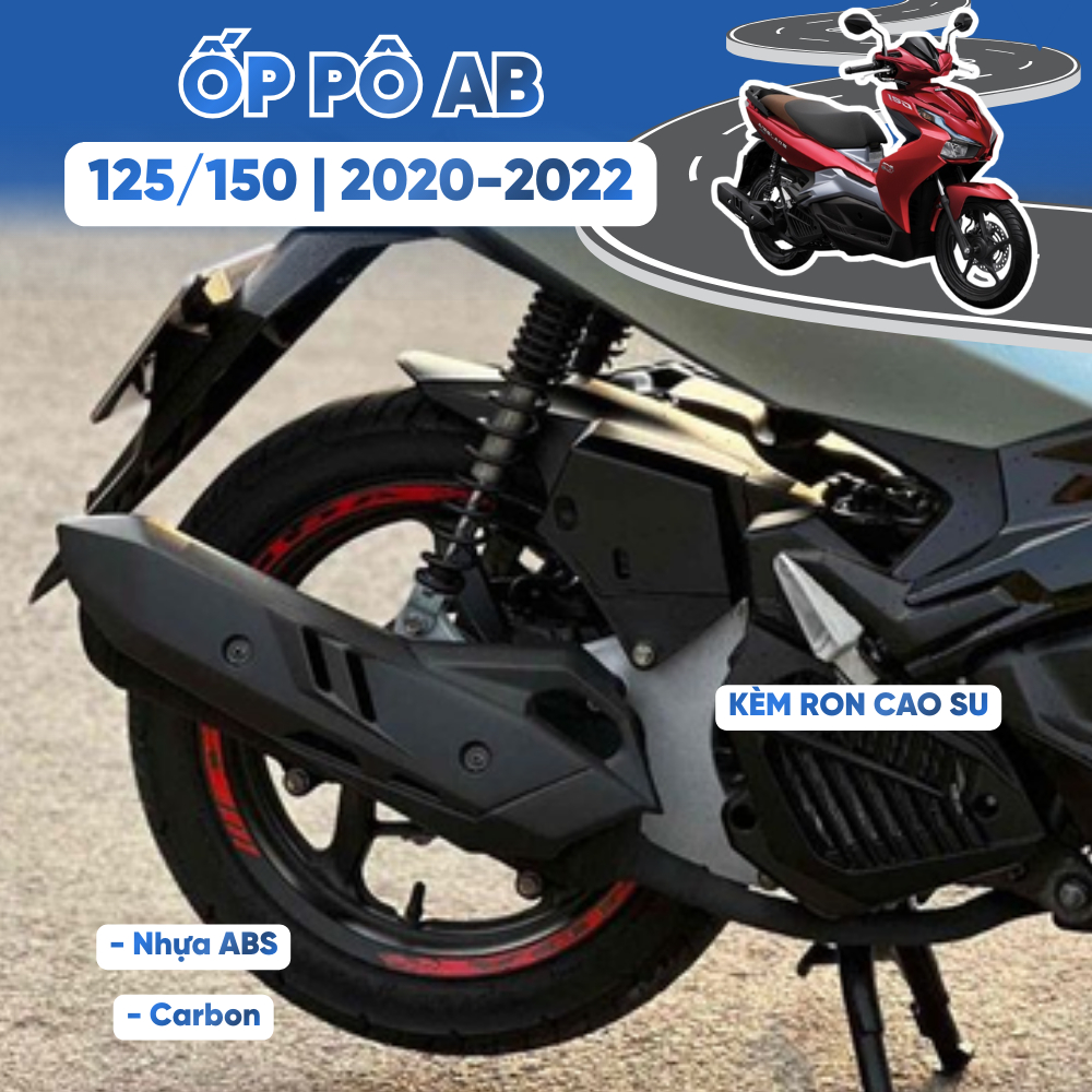 Ốp Pô AB 125/150 2020 – 2022 (2Val) Carbon & Nhựa ABS Tặng Kèm 2 Ron Cao Su