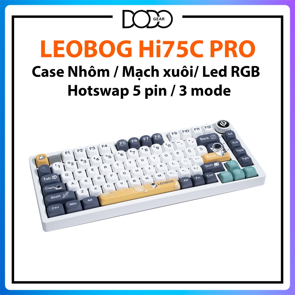 Kit bàn phím cơ Leobog Hi75C Pro vỏ nhôm led RGB mạch xuôi hotswap 5 pin kit bàn phím cơ Hi75 Pro Do