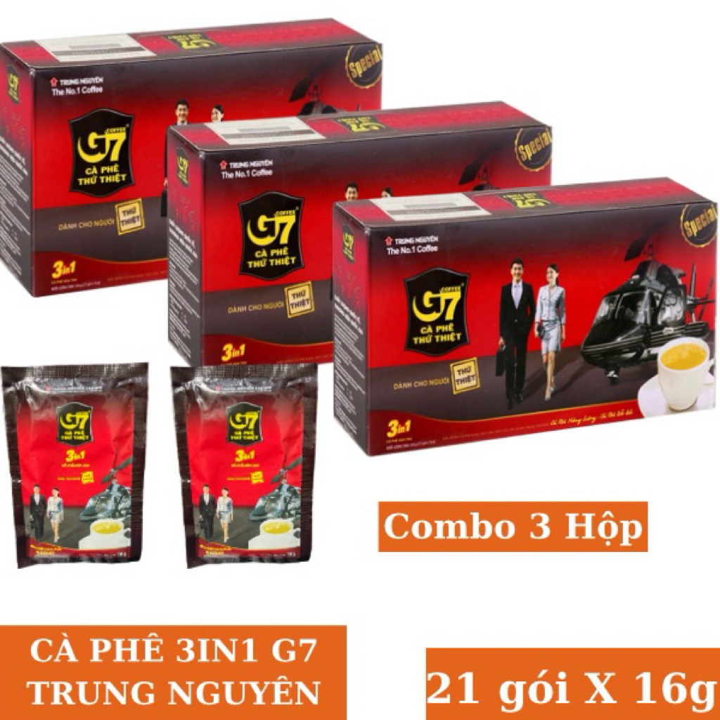 Combo 3 Hộp Cà Phê Hòa Tan G7 3in1 Trung Nguyên Legend 21 Gói x 16g – Cafe Sữa Đậm Đà Date Mới