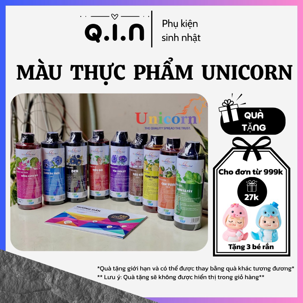 Màu thực phẩm UNICORN 60g/200g không đắng, Màu Nước thực phẩm Đồng Tiến