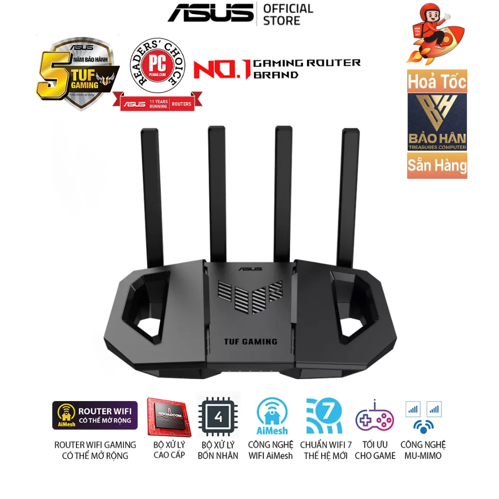 Router WiFi 7 ASUS TUF Gaming BE3600 - Hàng Chính Hãng