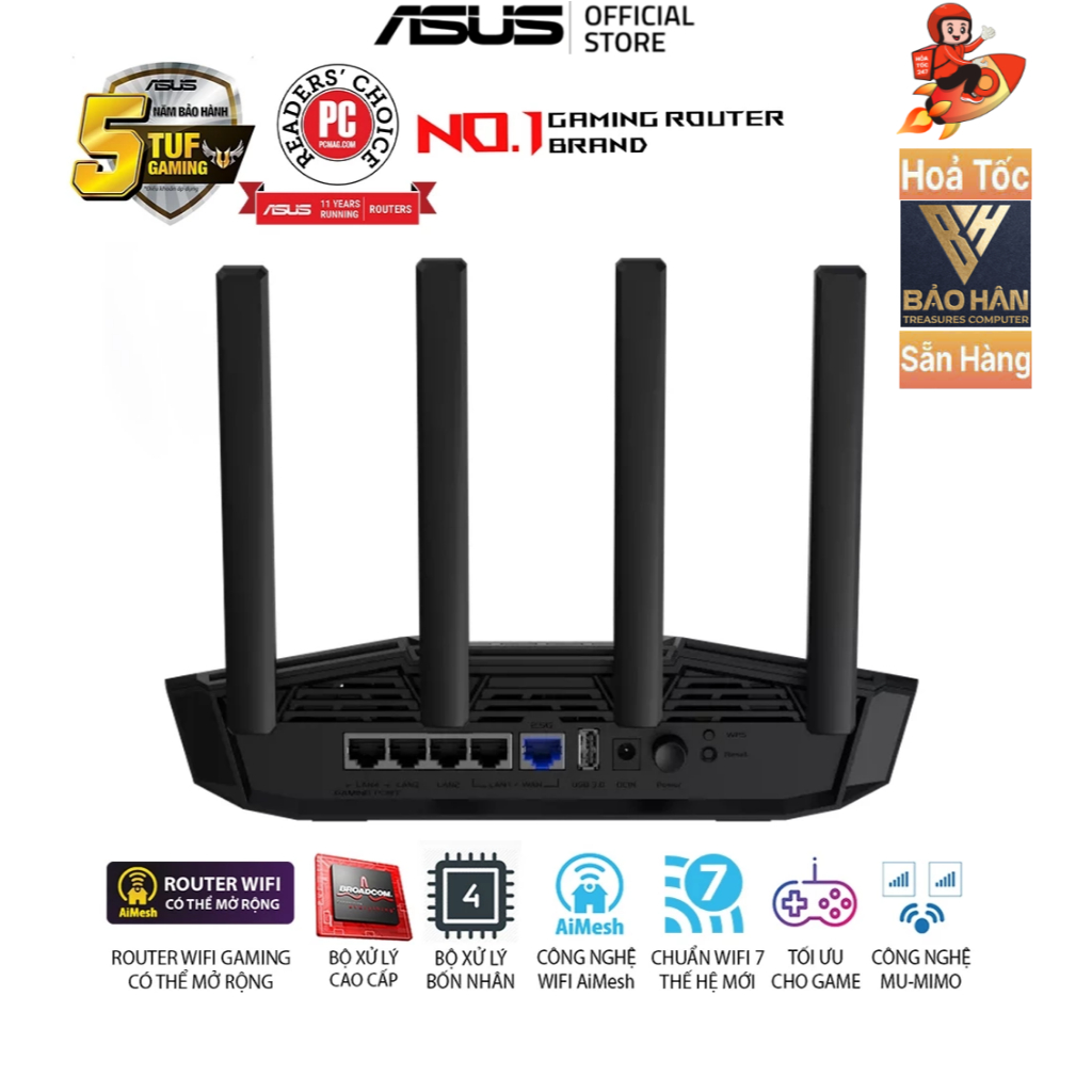 Router WiFi 7 ASUS TUF Gaming BE3600 - Hàng Chính Hãng