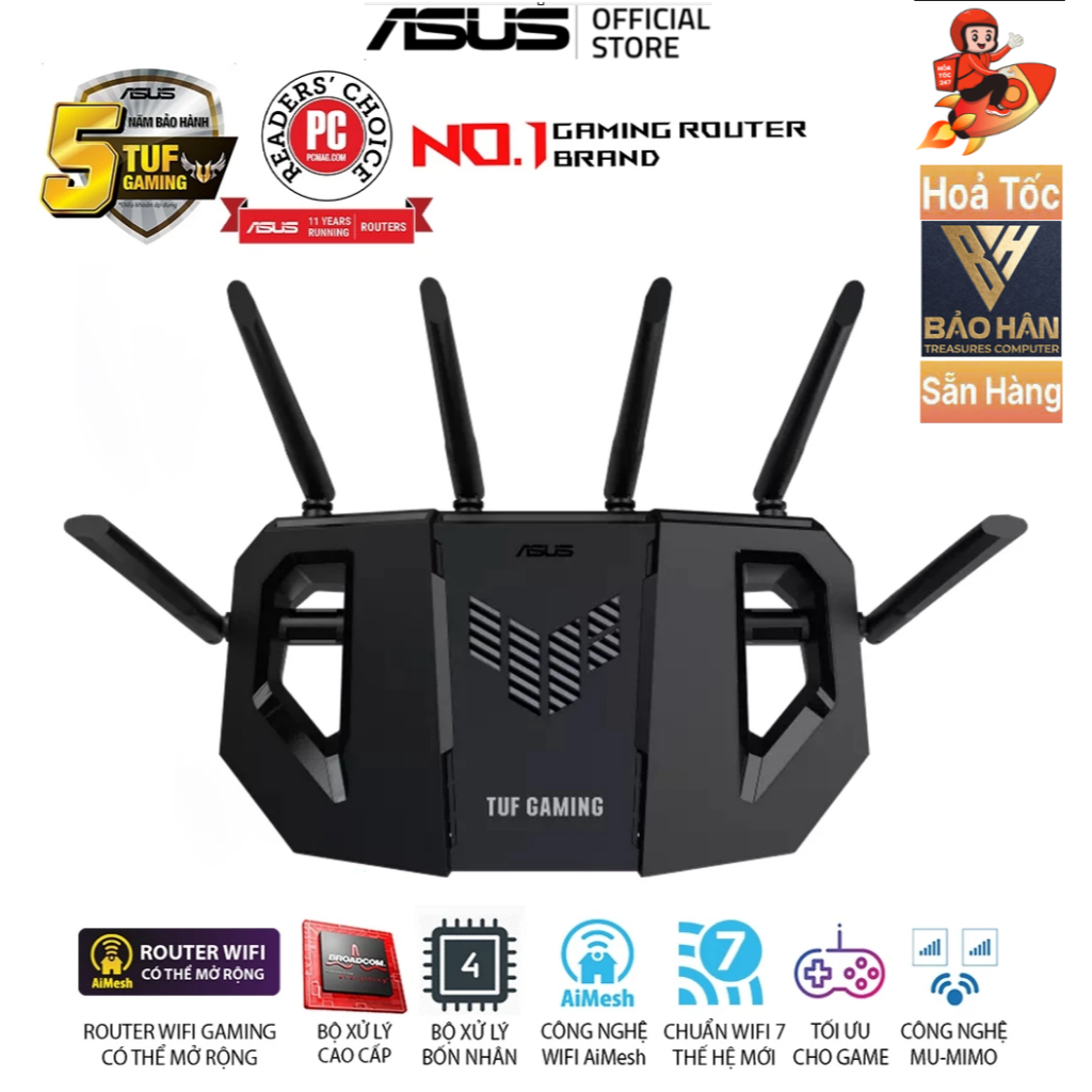 Thiết Bị Mạng/ Router Wifi 7 Asus TUF Gaming BE6500 - Hàng Chính Hãng