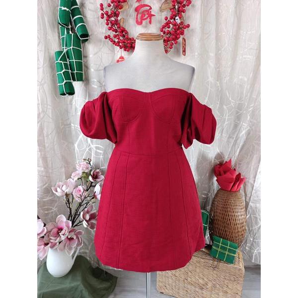 BBSTORE'S thanh lý - Đầm trễ vai tay bồng bymo - SIZE L