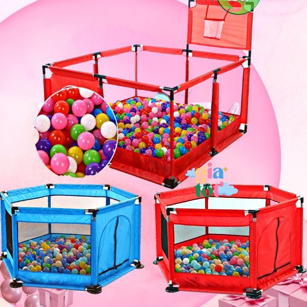 ☀️𝑻𝒂̣̆𝒏𝒈 100 𝒃𝒐́𝒏𝒈☀️Quây bóng, nhà bóng hình vuông 1m25x1m25 có rổ+quây lục.100% HÀNG KHUNG INOX