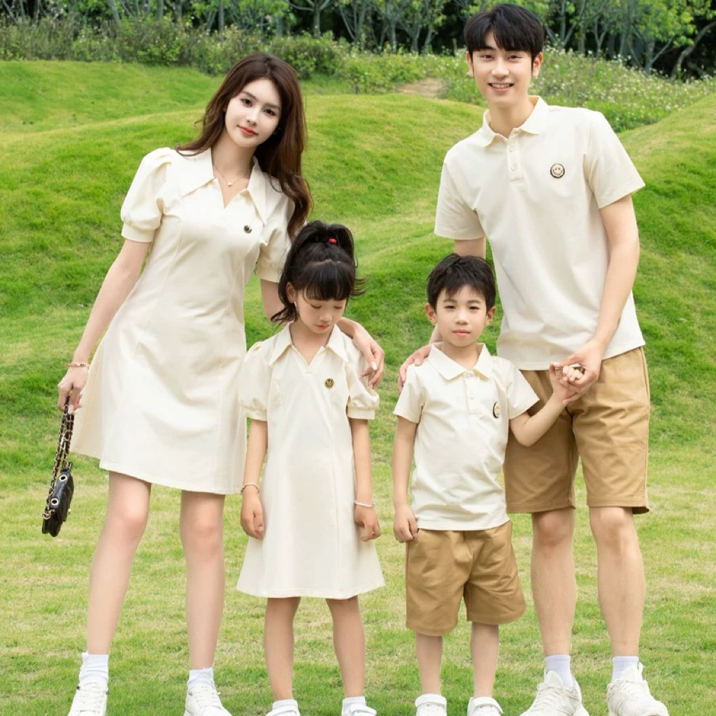 set váy áo gia đình chất đẹp mẫu mặt cười. Family Store