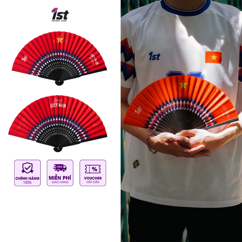 Quạt Vải Nan Tre Cầm Tay Kỉ Niệm Việt Nam 1995 - 1st Football Store