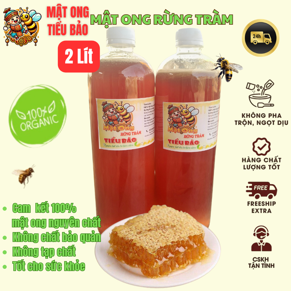 2Lit Mật Ong Rừng Tràm Nhà Tiểu Bảo Nguyên Chất Giá Trực Tiếp Tại Trại Nuôi Ong