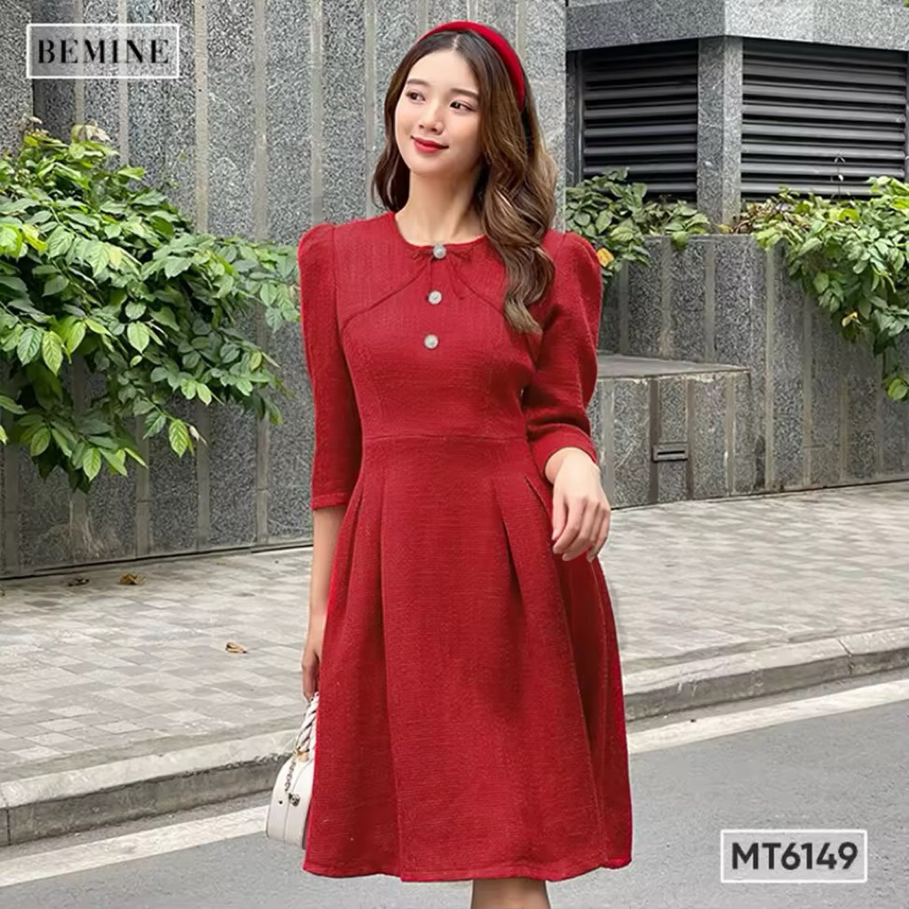 Đầm tay lỡ cổ tròn phối ren Bemine (tly) size M