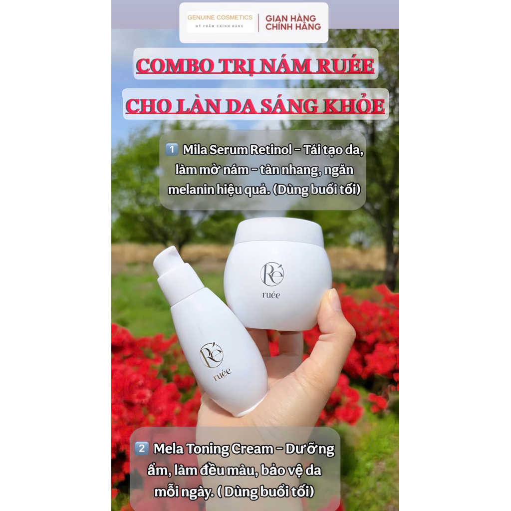 COMBO CHO DA NÁM RUEE MELA TONING CREAM(serum & kem đêm)