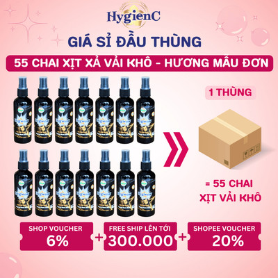 [SỈ THÙNG] Thùng 55 Chai Xịt Xả Vải HygienC Plus 100ml/Chai - Hương Hoa Mẫu Đơn (Quyến Rũ)