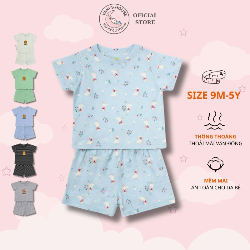 Bộ cộc tay cho bé trai bé gái mùa hè cổ tròn Kinder BOSS2022D10