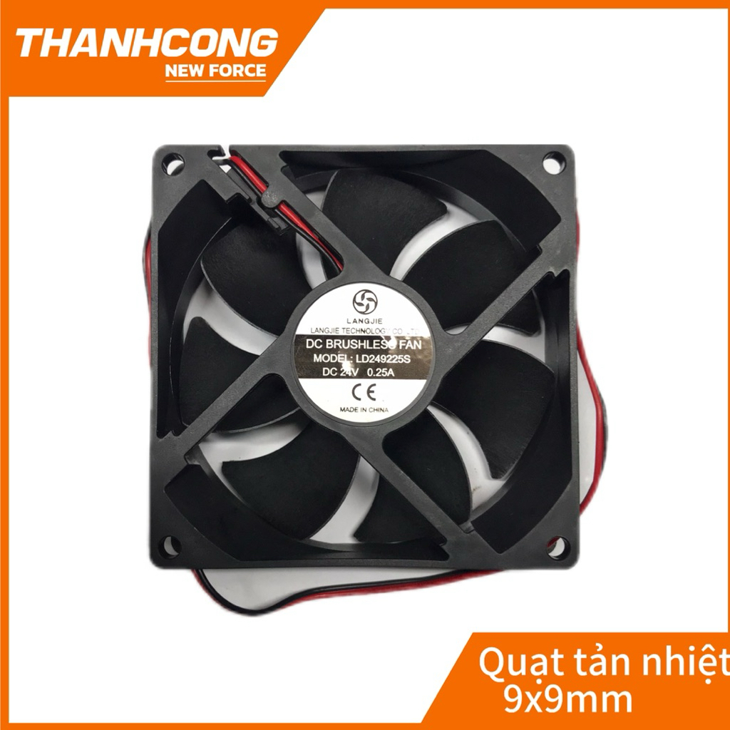 Quạt tản nhiệt 9x9 24VDC tản nhiệt máy hàn thông gió hút mùi 24V khung nhựa Dây đồng kích thước 9x9💥
