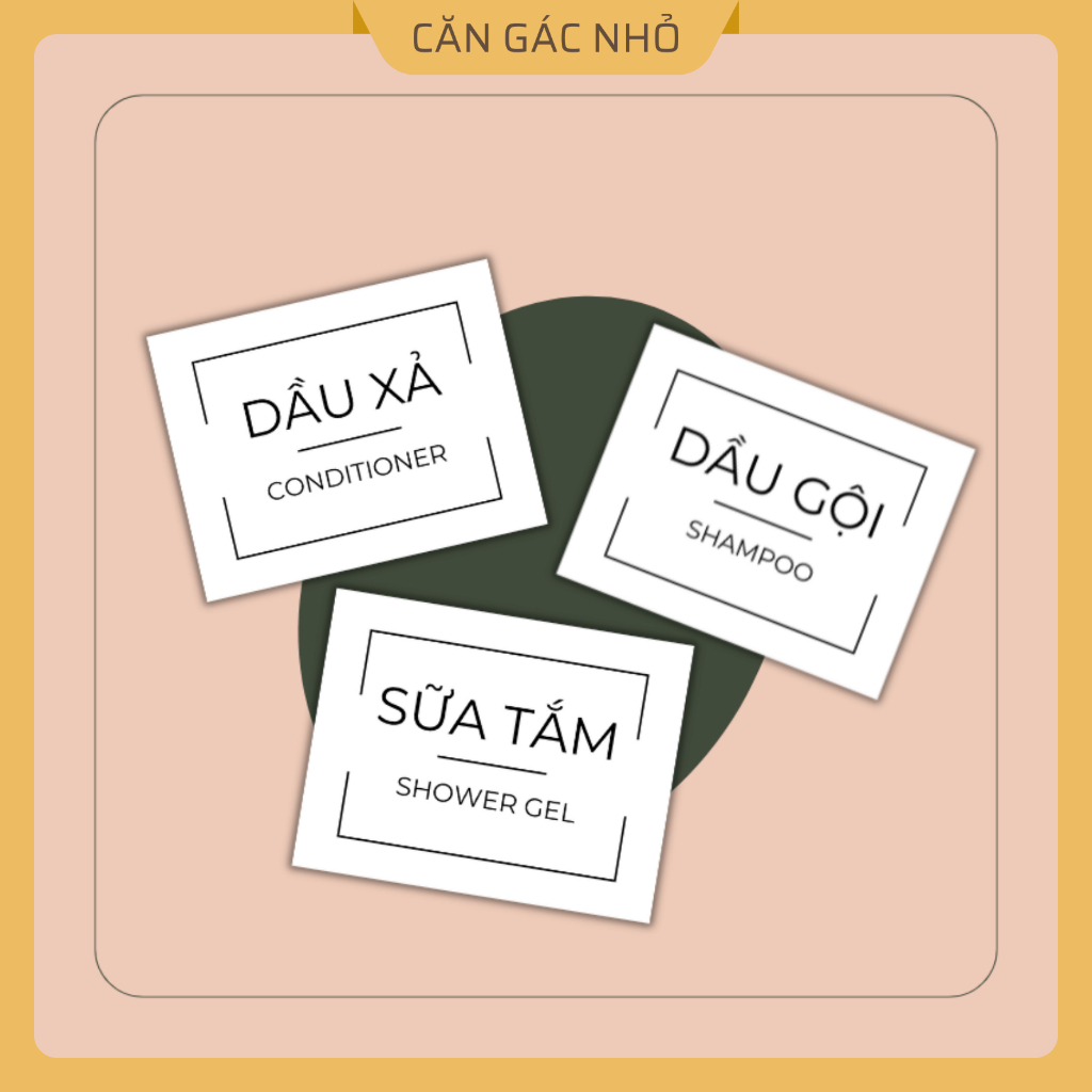 Tem Dán Phân Loại Dầu Gội, Sữa Tắm, Nhãn Dán Dầu Gội, Dầu Xả, Sữa Tắm, Tem Chống Nước - Căn Gác Nhỏ